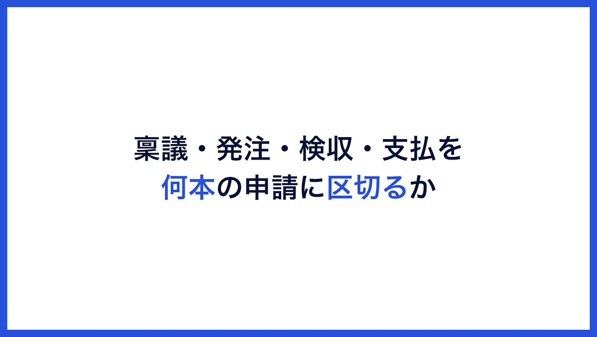 購買ワークフローをどこで区切るか。稟議・発注・検収・支払