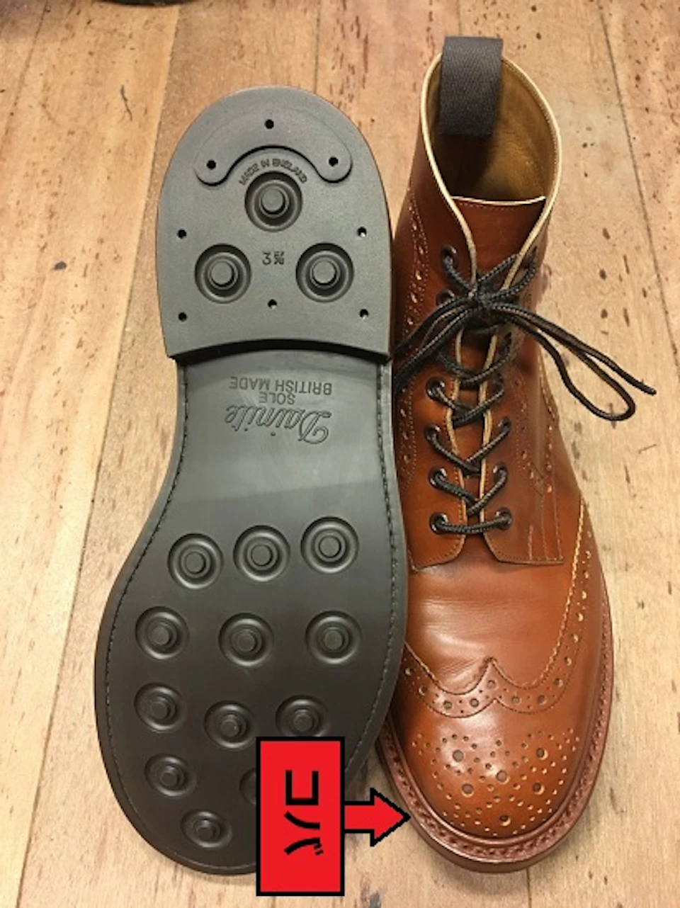 トリッカーズカントリーのオールソールのコバ部