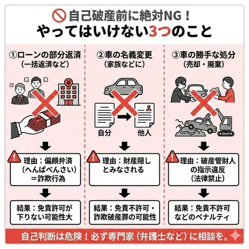 自己破産をする前にやってはいけないこと