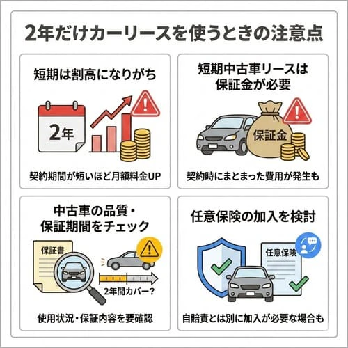 2年だけカーリースを使うときの注意点