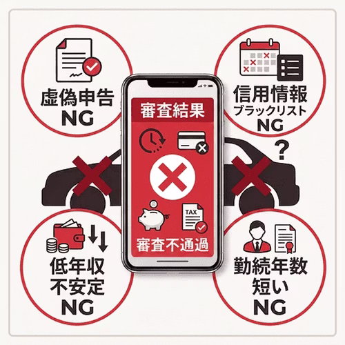 カーリースのネット審査に落ちるケースとは？
