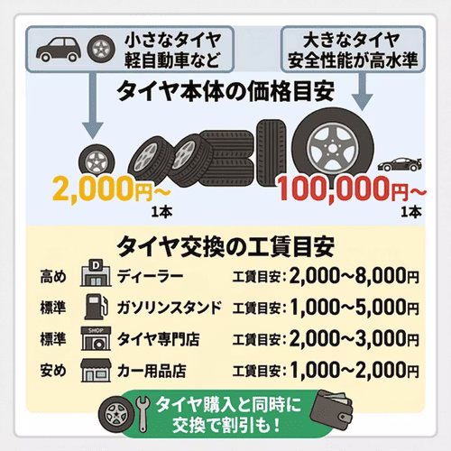 タイヤ交換にかかる費用の相場は？