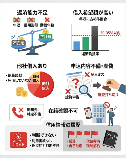 ローンが通らない人によくある審査落ちの理由