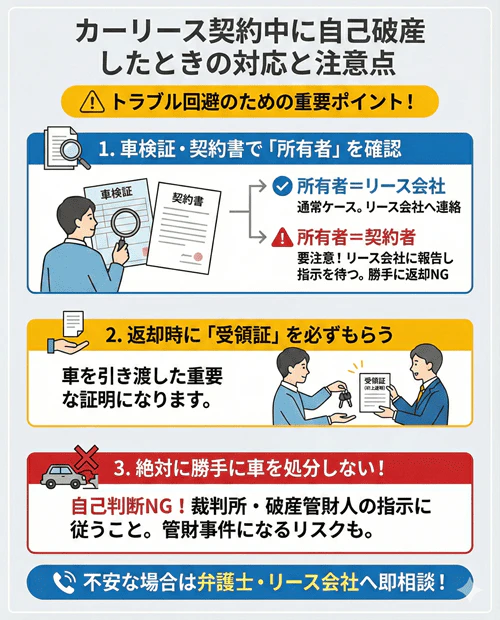 カーリース契約中に自己破産したときの対応と注意点