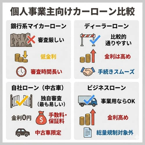 個人事業主が申し込めるカーローンはどれ？