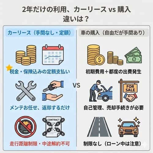 2年だけの利用、カーリースは車を買うときと何が違う？