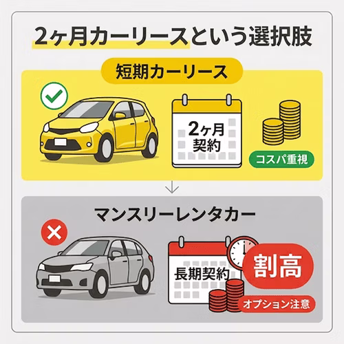2ヶ月程度の短期間でもカーリースは利用できる