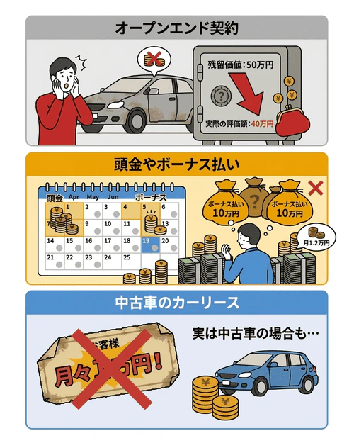 月々の料金が安いカーリースの注意点