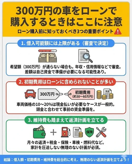 300万円の車をローンで購入するときはここに注意