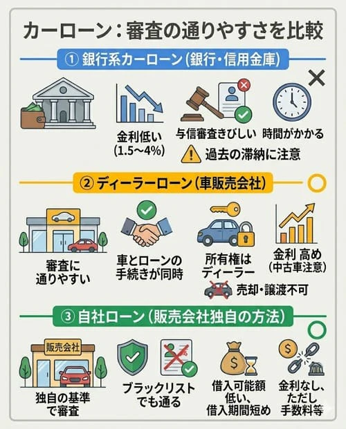 カーローンによって与信審査の通りやすさは異なる