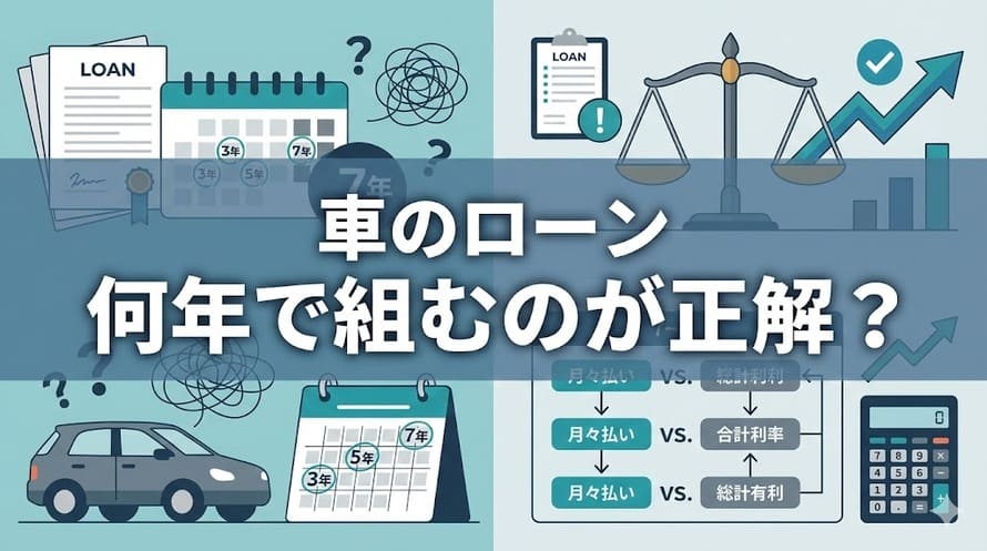 車のローンは何年で組むのが正解か、返済年数の決め方やマイカーローン利用時の注意点を解説する記事のタイトル画像