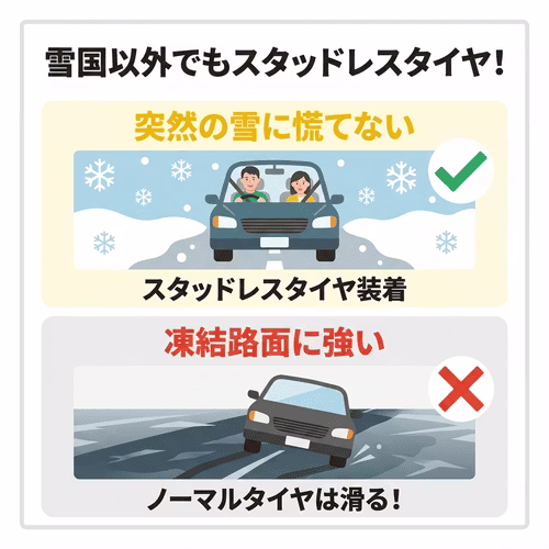 スタッドレスタイヤは雪国だけの必需品じゃない 