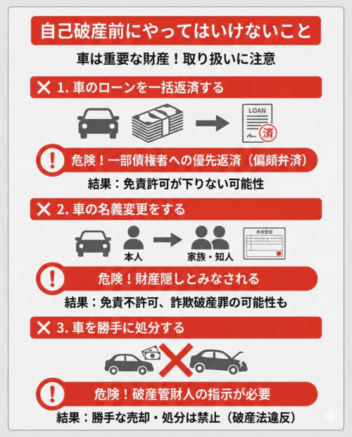 自己破産前にやってはいけないこと