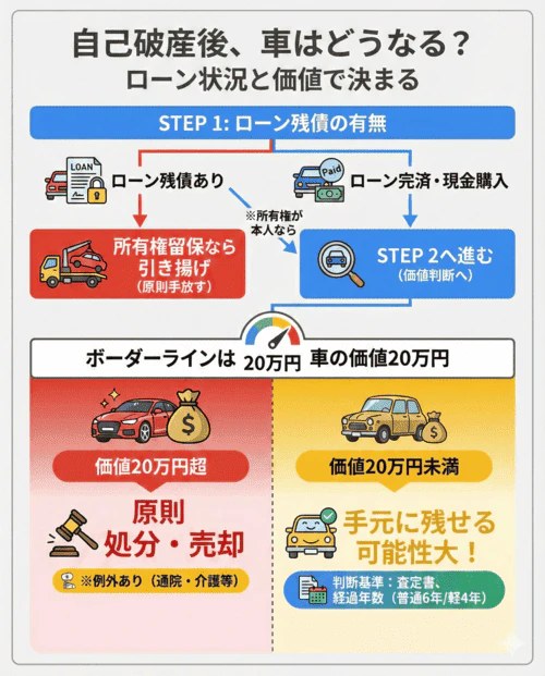すでに持っている車は自己破産したらどうなる？