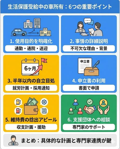 生活保護の受給中に車の所有を認めてもらうためのポイント