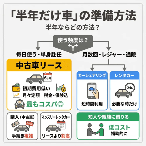 半年だけ車が必要になったとき、どうやって準備する？