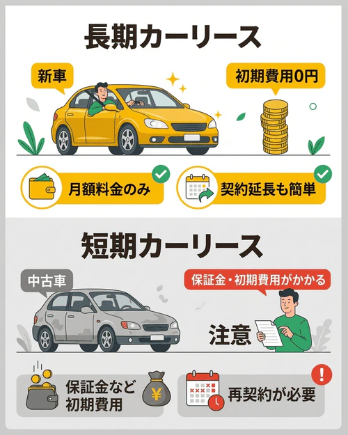 カーリースを1ヶ月以上利用する可能性があるときは長期リースもおすすめ