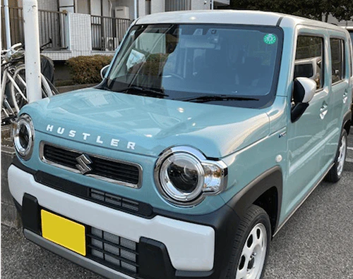 ボディカラーにマッチする白のフロントエンブレム