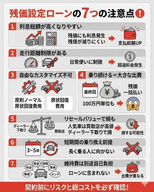 残価設定ローンの審査に通って利用する際に知っておきたい7つの注意点