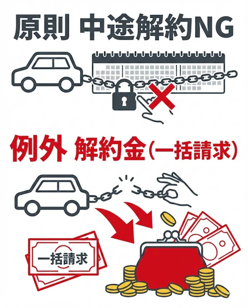 原則、中途解約ができない