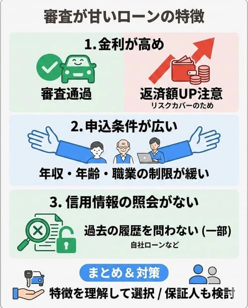 マイカーローンのなかでも審査が甘いサービスの特徴