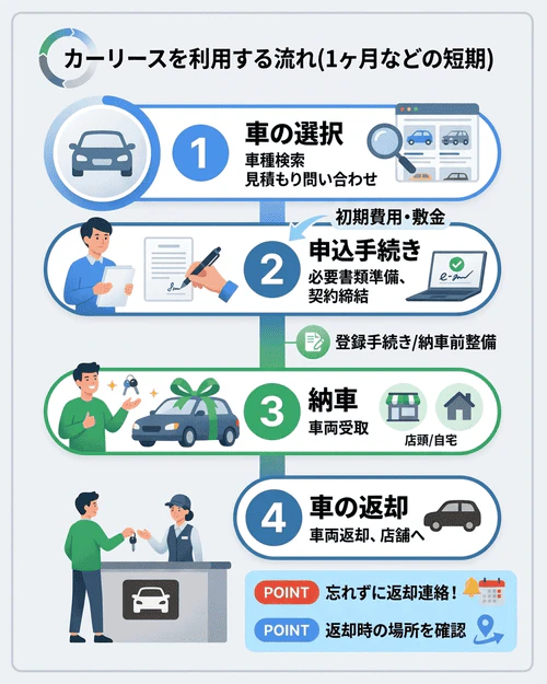 カーリースを1ヶ月などの短期で利用するときの手順