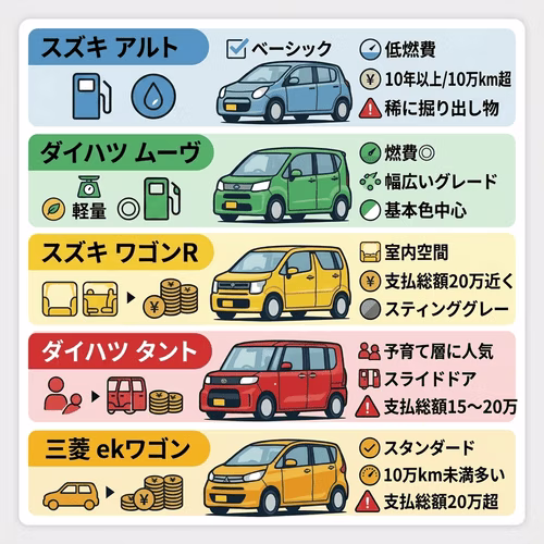 10万以下で買える軽自動車はどのような車種がある？