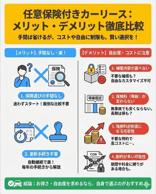 車両保険を含む任意保険付きのカーリースは楽？そのメリットとデメリット