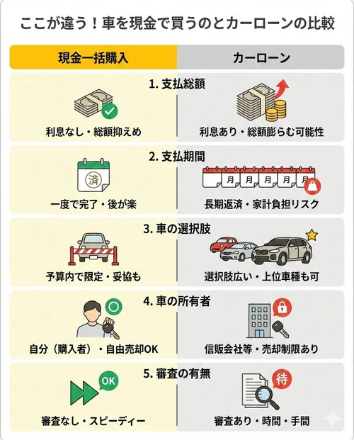 ここが違う！車を現金で買うのとカーローンの比較 
