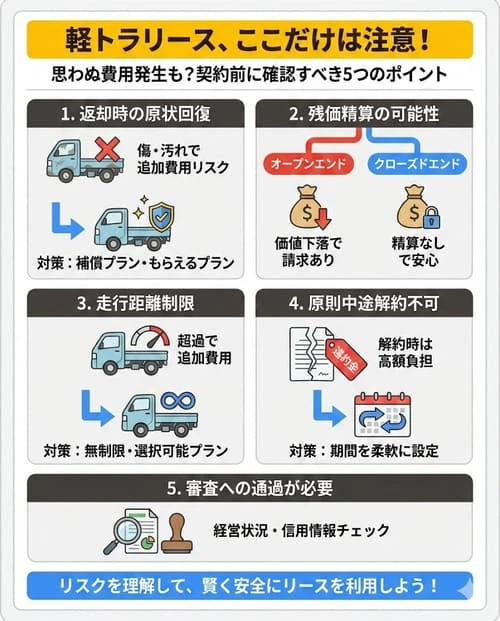 軽トラをリースする際に注意したいことは？