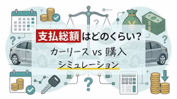 カーリースと購入で支払総額がどのくらい異なるのかをシミュレーションで比較していることがわかるタイトル画像
