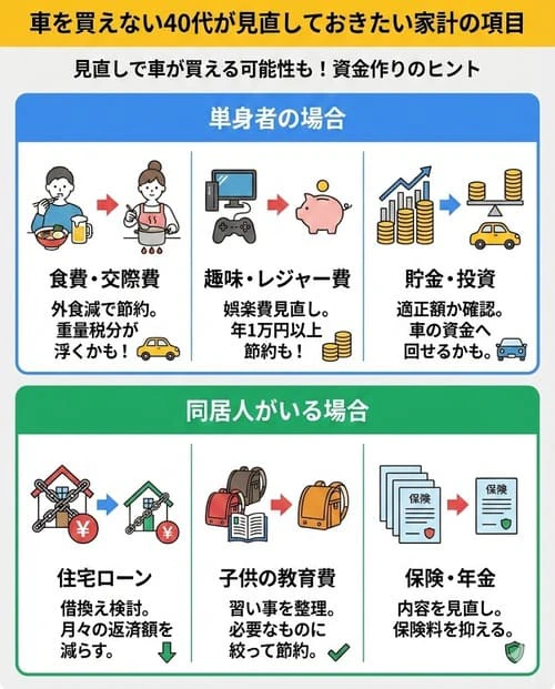 車を買えない40代が見直しておきたい家計の項目