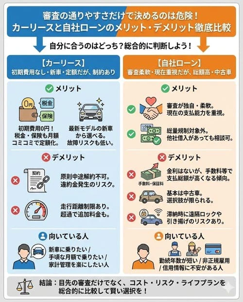審査の通りやすさで決めても大丈夫？ カーリースと自社ローンのメリット・デメリットを比較