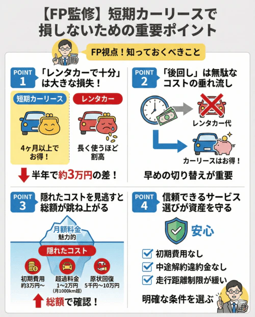 【FP監修】短期カーリースで損しないために知っておくべきこと