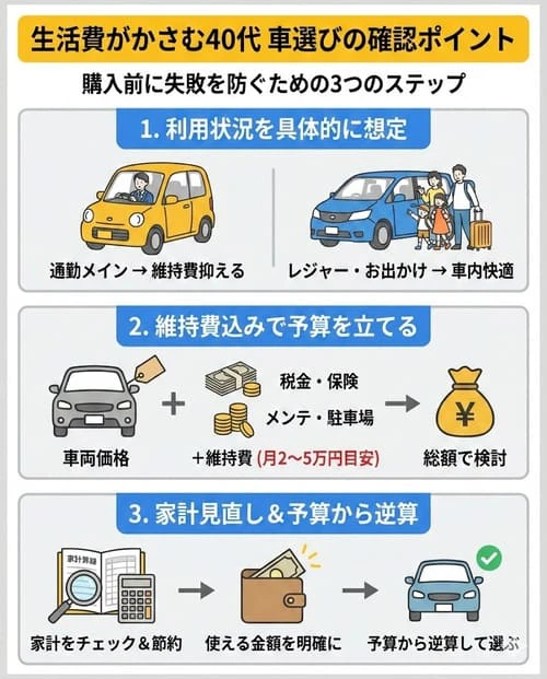 生活費がかさむ40代が車を選ぶときに確認すべきこと