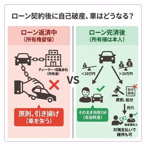 ローン契約後に自己破産した場合、車はどうなる？