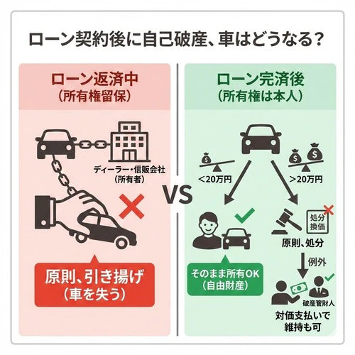 ローン契約後に自己破産した場合、車はどうなる？