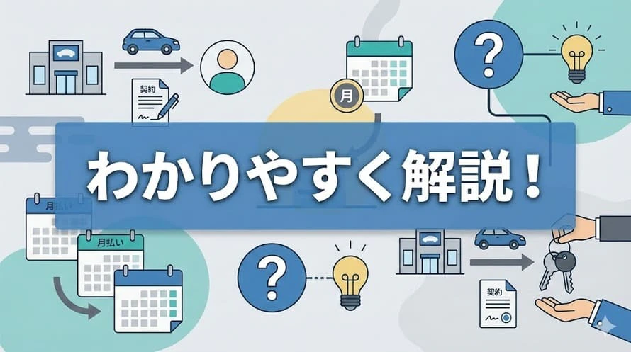 初心者にとってわかりにくいカーリースの基本的な仕組みやルール、メリット・デメリットについてわかりやすく解説していることを表すタイトル画像