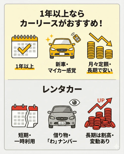 1年以上利用するならカーリースという方法もアリ