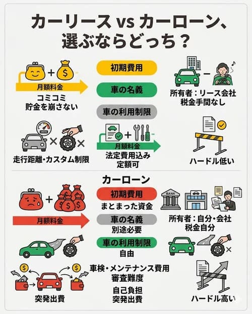 カーリースとカーローン、選ぶならどっち？