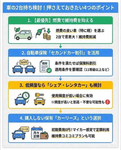 車の2台持ちを検討するときに押さえておきたいポイント