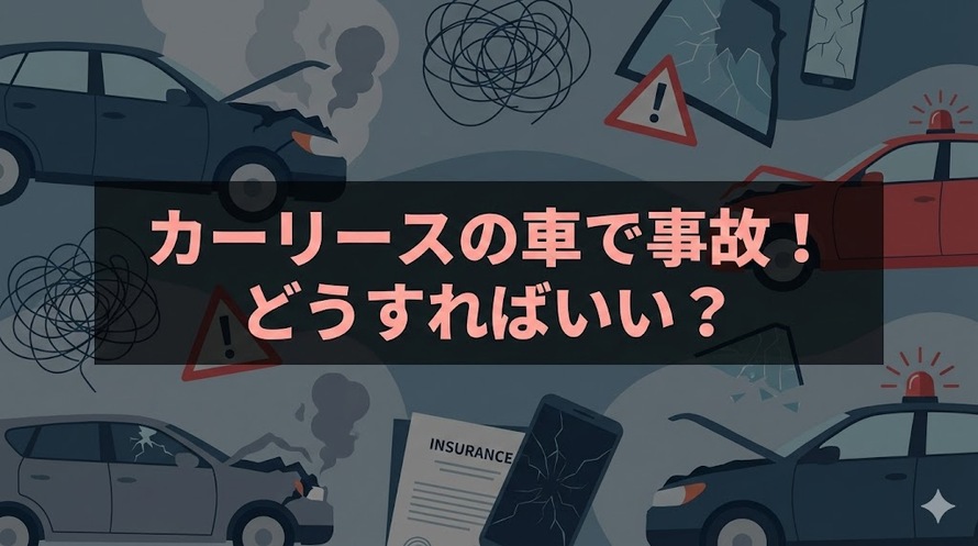 カーリースの車で事故を起こした場合には何をすればいいのか、対処法や保険の準備などについて実体験も交えながら解説する記事のタイトル画像