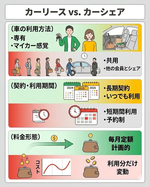 カーリースとカーシェアの違い