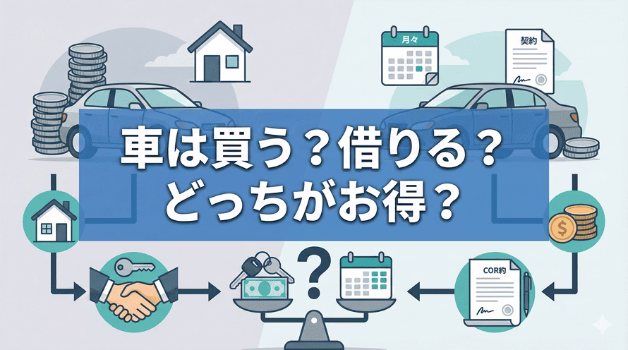 車のリースと購入どちらが得かについて、費用比較や特徴の違いを交えながら解説。車は買うかリースか、どっちがお得かをシミュレーションで比較するとともに、それぞれのメリット・デメリットや向いている方の特徴についても紹介。