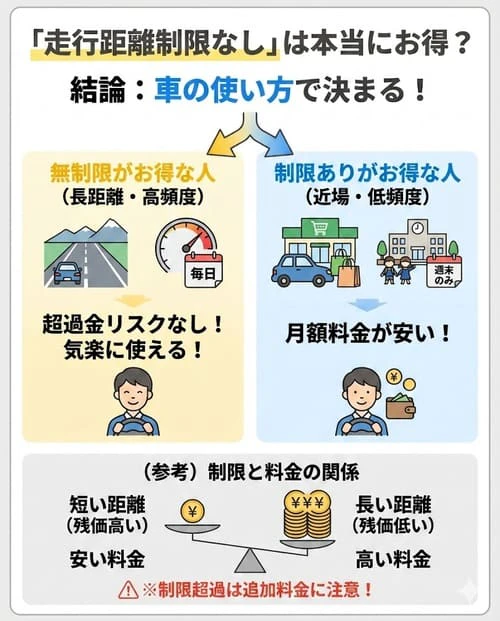 走行距離制限がないカーリースは本当にお得？