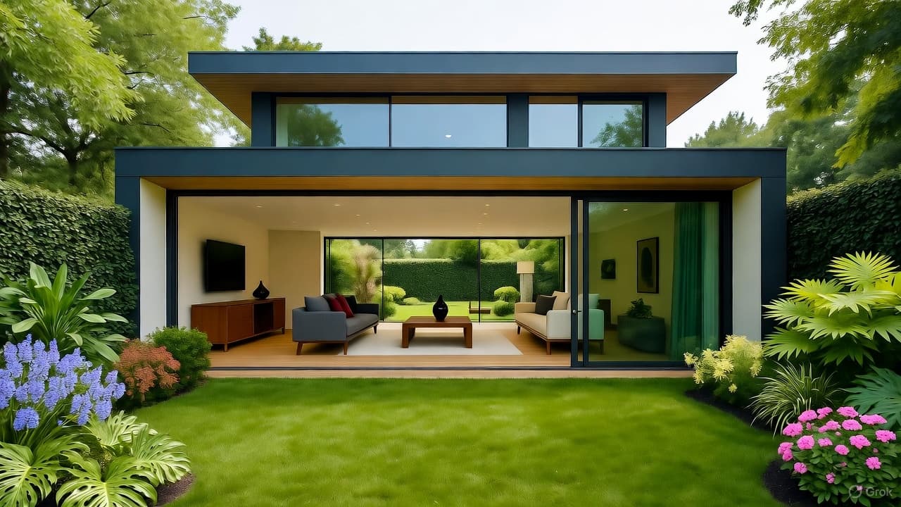 南側に庭のある家