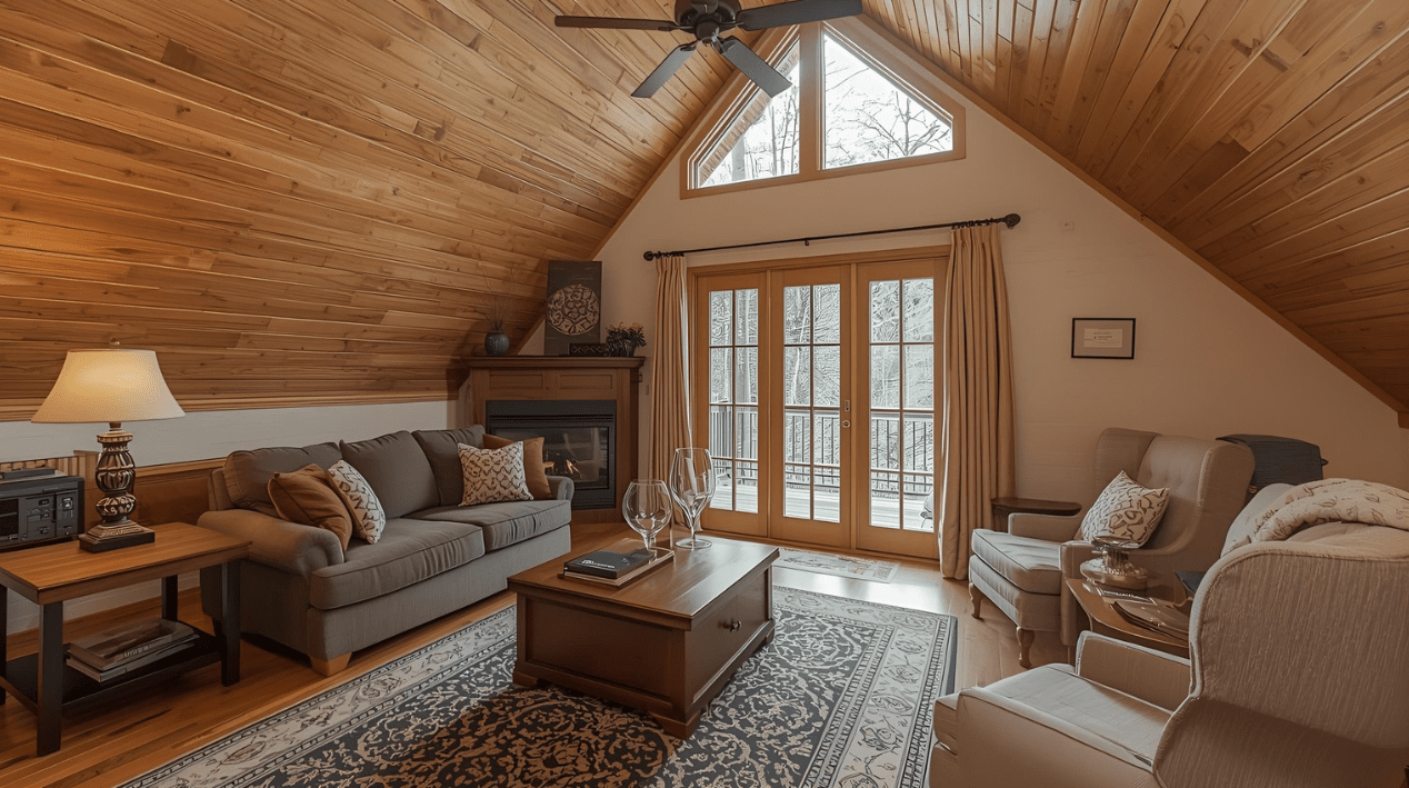 勾配天井のあるリビング