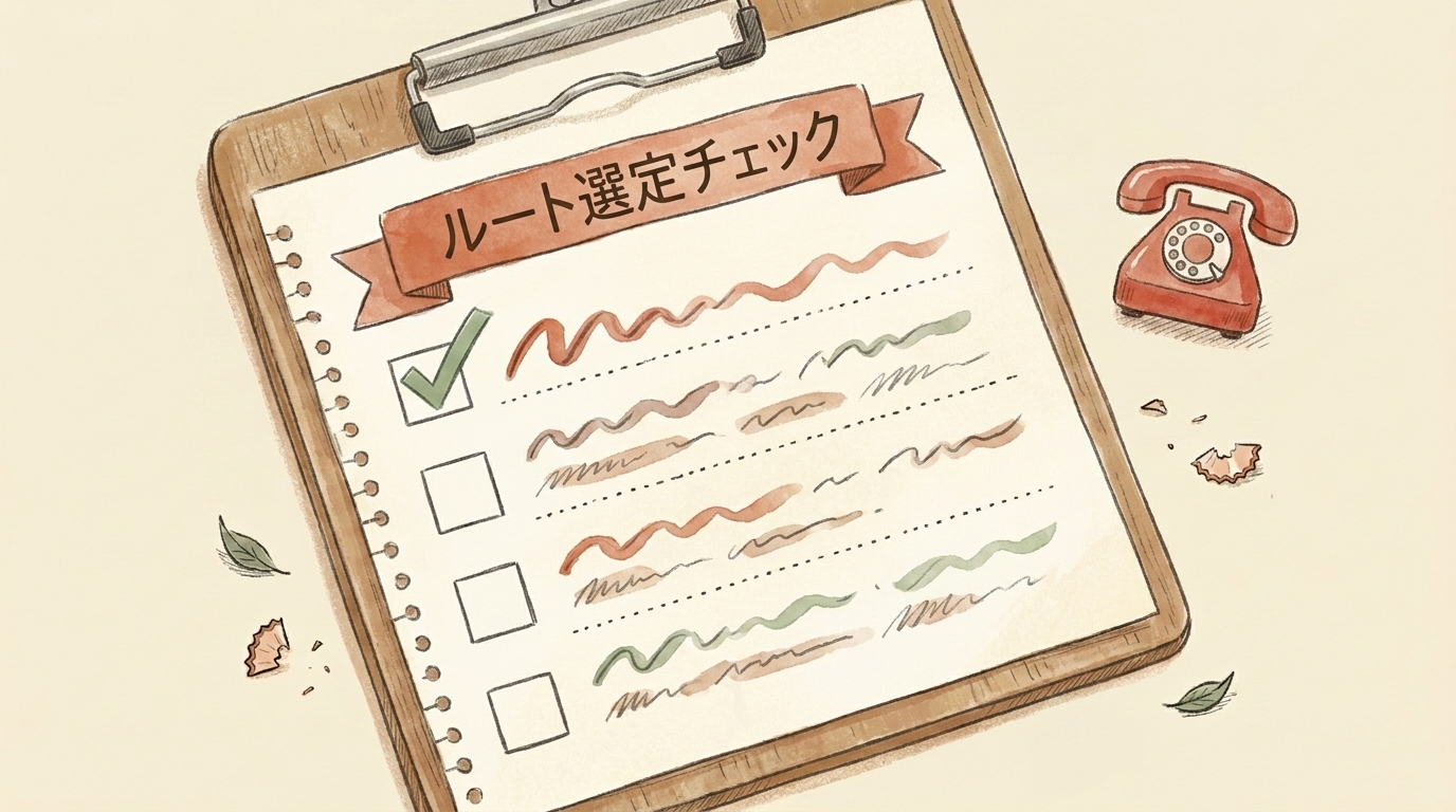 図解：ルート選定チェックのクリップボード