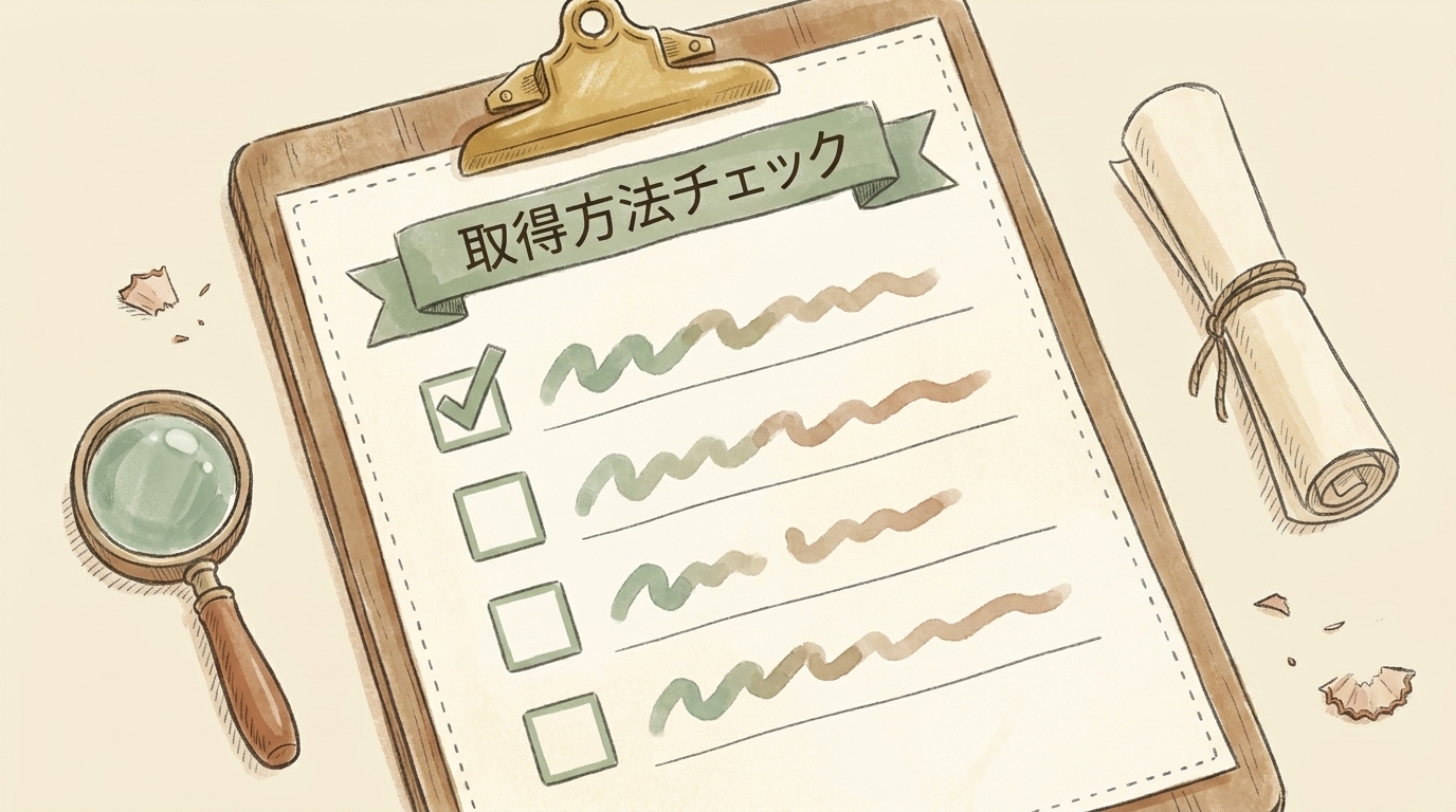 図解：取得方法チェックのクリップボード