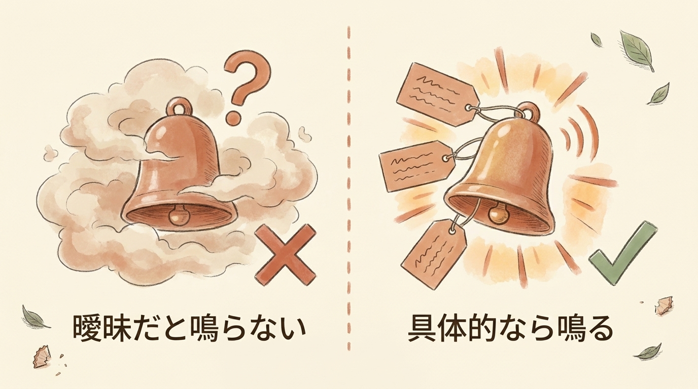 図解：トリガーは曖昧だと鳴らない。具体的な条件なら鳴る